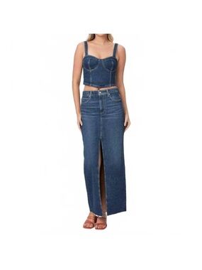 PAIGE Angela sketchbook denim maxi skirt